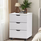 MAYEERTY 1622 Inch Blanc 3 Tiroirs Vertical Meuble Classeur en Bois - Avec Roulettes, Entièrement Assemblé pour Bureau à Domicile