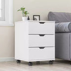MAYEERTY 1622 Inch Blanc 3 Tiroirs Vertical Meuble Classeur en Bois - Avec Roulettes, Entièrement Assemblé pour Bureau à Domicile
