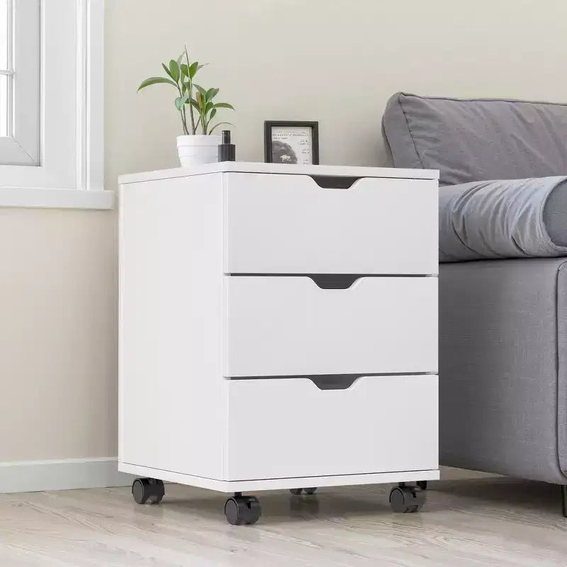 MAYEERTY 1622 Inch Blanc 3 Tiroirs Vertical Meuble Classeur en Bois - Avec Roulettes, Entièrement Assemblé pour Bureau à Domicile