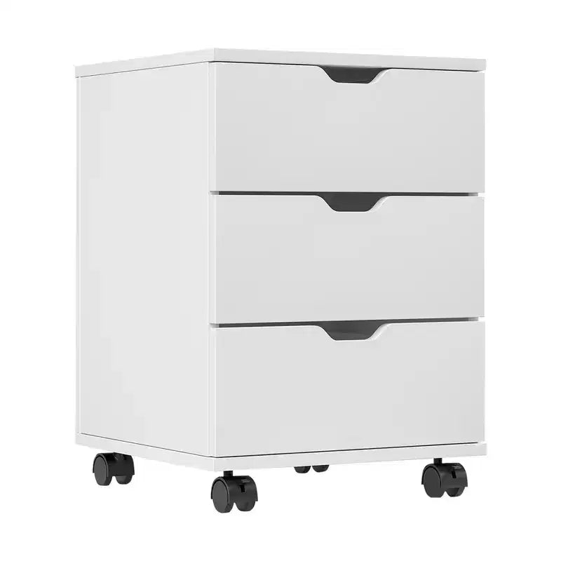 MAYEERTY 1622 Inch Blanc 3 Tiroirs Vertical Meuble Classeur en Bois - Avec Roulettes, Entièrement Assemblé pour Bureau à Domicile