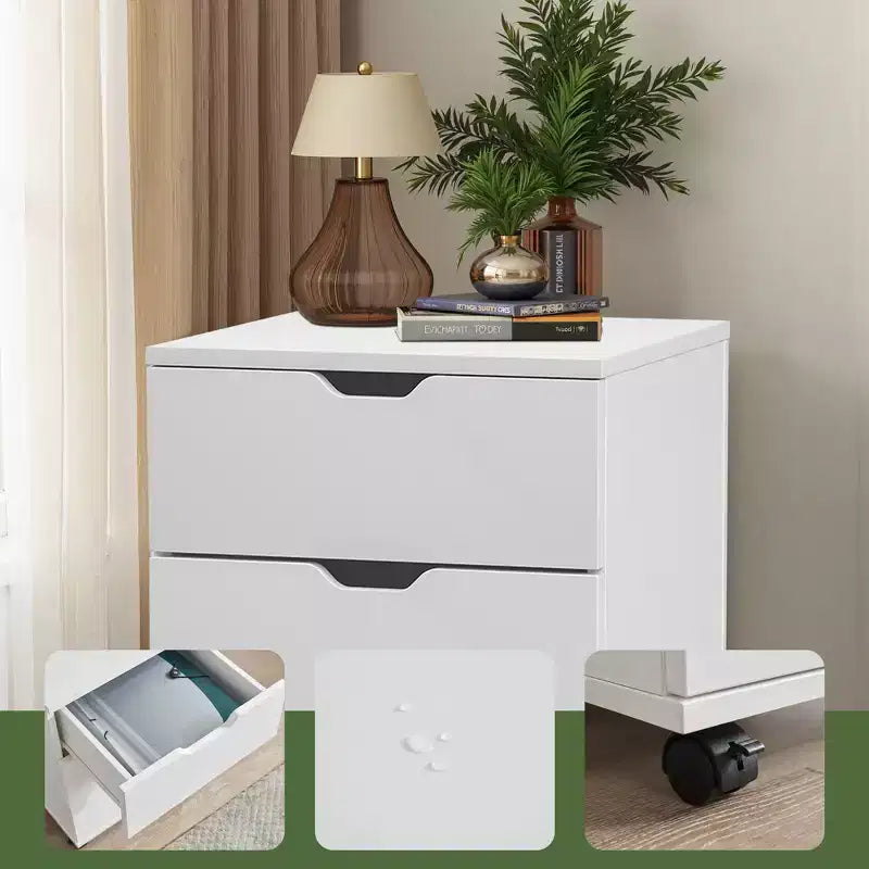 MAYEERTY 1622 Inch Blanc 3 Tiroirs Vertical Meuble Classeur en Bois - Avec Roulettes, Entièrement Assemblé pour Bureau à Domicile