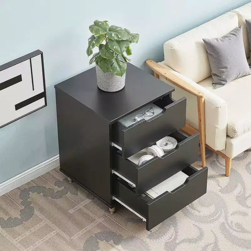 MAYEERTY 1622 Inch Blanc 3 Tiroirs Vertical Meuble Classeur en Bois - Avec Roulettes, Entièrement Assemblé pour Bureau à Domicile