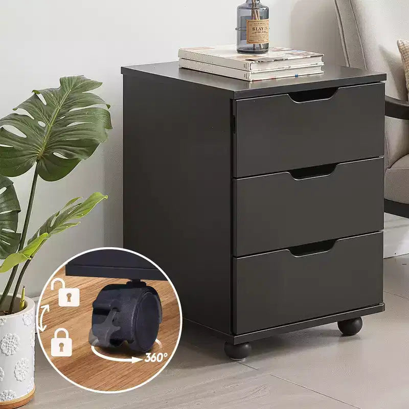 MAYEERTY 1622 Inch Blanc 3 Tiroirs Vertical Meuble Classeur en Bois - Avec Roulettes, Entièrement Assemblé pour Bureau à Domicile