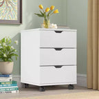 MAYEERTY 1622 Inch Blanc 3 Tiroirs Vertical Meuble Classeur en Bois - Avec Roulettes, Entièrement Assemblé pour Bureau à Domicile