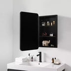 MAYEERTY Armoire à pharmacie rectangulaire moderne de 28 x 20 po pour salle de bain, miroir mural encadré en métal avec rangement, noir