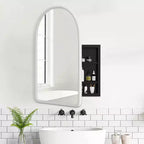 MAYEERTY 24 x 35,8 po Armoires à pharmacie de salle de bain modernes avec arche, miroir mural encadré en métal avec rangement, blanc