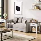 2 tables de chevet, tables d'appoint avec tiroir, tables d'appoint pour salon, tables de chevet à 2 étagères de rangement pour bureau, chambre à coucher, dortoir, blanc