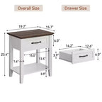 2 tables de chevet, tables d'appoint avec tiroir, tables d'appoint pour salon, tables de chevet à 2 étagères de rangement pour bureau, chambre à coucher, dortoir, blanc
