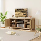 Meuble TV de ferme, Centre de divertissement TV avec portes et étagères réglables, Meuble console TV moderne pour salon, chambre à coucher, Chêne