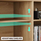 Meuble TV de ferme, Centre de divertissement TV avec portes et étagères réglables, Meuble console TV moderne pour salon, chambre à coucher, Chêne