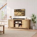 Meuble TV de ferme, Centre de divertissement TV avec portes et étagères réglables, Meuble console TV moderne pour salon, chambre à coucher, Chêne