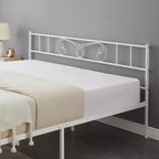 Cadre de lit King Size en métal avec tête de lit et support à lattes en acier avec rangement de 13,7 pouces, aucun sommier tapissier requis, assemblage facile