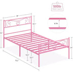 Cadre de lit King Size en métal avec tête de lit et support à lattes en acier avec rangement de 13,7 pouces, aucun sommier tapissier requis, assemblage facile