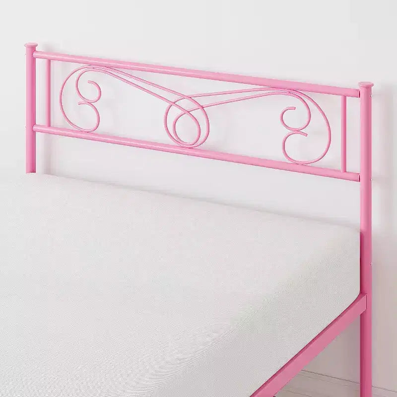 Cadre de lit King Size en métal avec tête de lit et support à lattes en acier avec rangement de 13,7 pouces, aucun sommier tapissier requis, assemblage facile