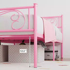 Cadre de lit King Size en métal avec tête de lit et support à lattes en acier avec rangement de 13,7 pouces, aucun sommier tapissier requis, assemblage facile