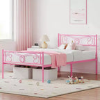 Cadre de lit King Size en métal avec tête de lit et support à lattes en acier avec rangement de 13,7 pouces, aucun sommier tapissier requis, assemblage facile