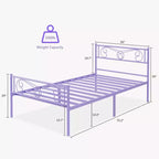 Cadre de lit King Size en métal avec tête de lit et support à lattes en acier avec rangement de 13,7 pouces, aucun sommier tapissier requis, assemblage facile