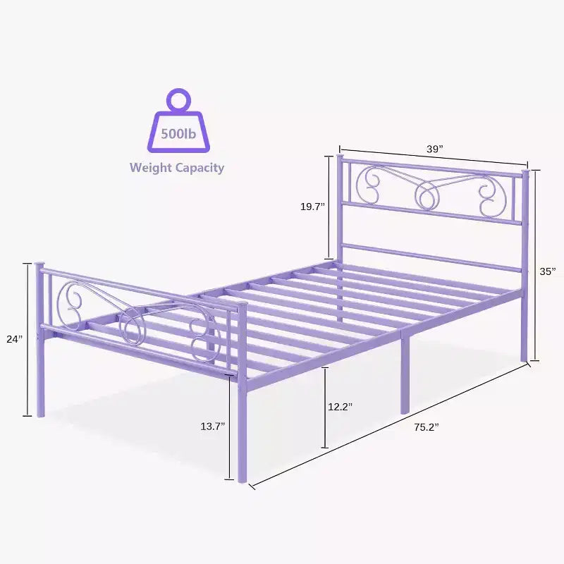 Cadre de lit King Size en métal avec tête de lit et support à lattes en acier avec rangement de 13,7 pouces, aucun sommier tapissier requis, assemblage facile