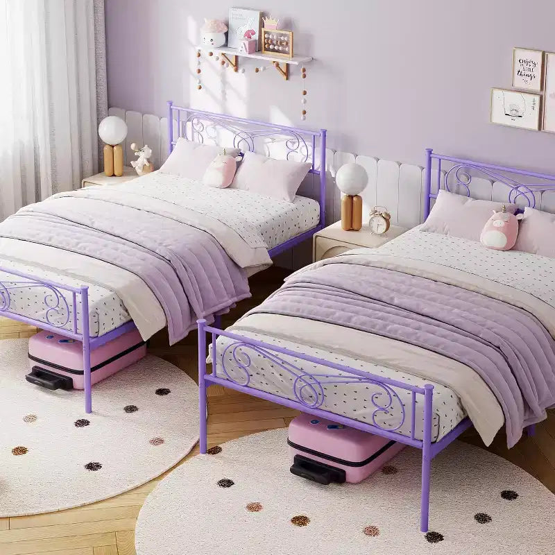 Cadre de lit King Size en métal avec tête de lit et support à lattes en acier avec rangement de 13,7 pouces, aucun sommier tapissier requis, assemblage facile