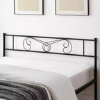 Cadre de lit King Size en métal avec tête de lit et support à lattes en acier avec rangement de 13,7 pouces, aucun sommier tapissier requis, assemblage facile