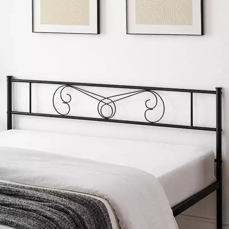 Cadre de lit King Size en métal avec tête de lit et support à lattes en acier avec rangement de 13,7 pouces, aucun sommier tapissier requis, assemblage facile