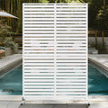 MAYEERTY 7247 in Metal Outdoor Patio Privacy Screen Freestanding Room Divider Partition for Indoor, White