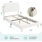 Cadre de lit avec tête de lit bibliothèque de rangement, cadre de lit plateforme rembourré sans bruit, assemblage facile, pas besoin de sommier tapissier