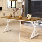 Table de salle à manger de ferme Vipbear pour 6 personnes, table à manger rectangulaire en bois de 180 cm, table de cuisine rustique avec pieds en métal robustes pour salle à manger