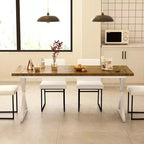 Table de salle à manger de ferme Vipbear pour 6 personnes, table à manger rectangulaire en bois de 180 cm, table de cuisine rustique avec pieds en métal robustes pour salle à manger