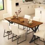 Table de salle à manger de ferme Vipbear pour 6 personnes, table à manger rectangulaire en bois de 180 cm, table de cuisine rustique avec pieds en métal robustes pour salle à manger