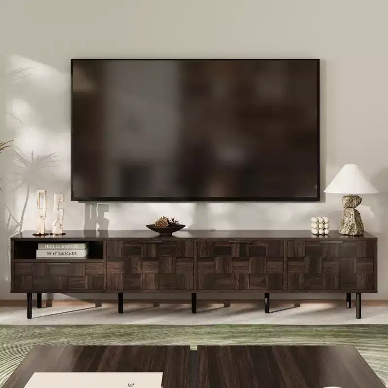 Meuble TV Bestier 78 de style moderne du milieu du siècle pour téléviseurs de plus de 65 pouces, console TV avec armoires de rangement pour salon, meuble de rangement de centre de divertissement