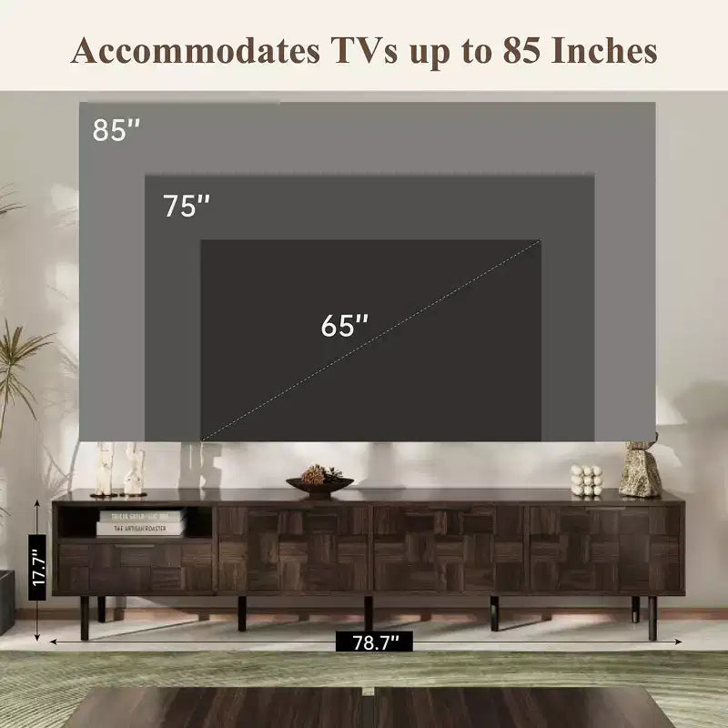 Meuble TV Bestier 78 de style moderne du milieu du siècle pour téléviseurs de plus de 65 pouces, console TV avec armoires de rangement pour salon, meuble de rangement de centre de divertissement