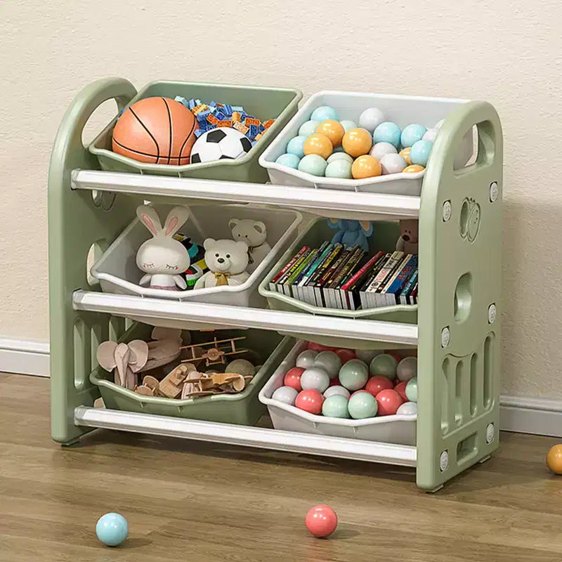 Kids Toy Storage Organizer with 6 Bins, Multi-functional Nursery Organizer Kids Furniture Set Toy Storage for Playroom, Bedroom, Living Room Green