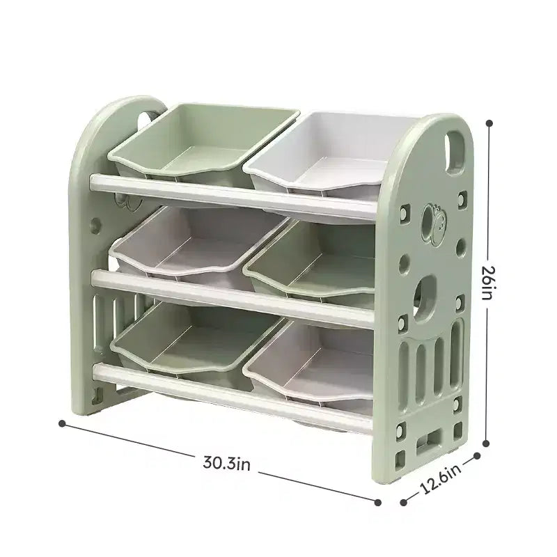 Meuble de rangement pour jouets pour enfants avec 6 bacs, organisateur de chambre d'enfant multifonctionnel, ensemble de meubles de rangement pour salle de jeux, chambre à coucher, salon, vert