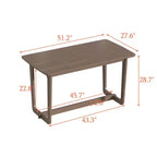 Famapy Bureau d'ordinateur de bureau à domicile en bois d'hévéa massif du milieu du siècle avec coins arrondis, bureau d'écriture moderne, bureau de travail et d'ordinateur minimaliste