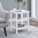 HomeStock Table d'appoint rectangulaire en bois blanc de 24 po de hauteur, 1 pièce