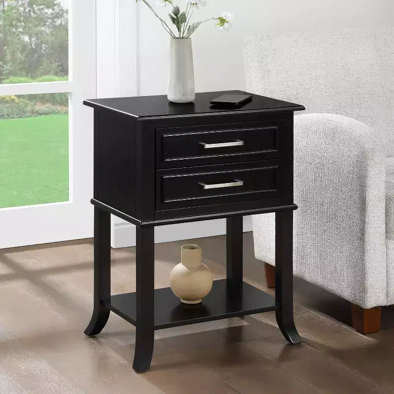HomeStock Table d'appoint rectangulaire en bois, 1 pièce, couleur noire, 28,75 po de hauteur