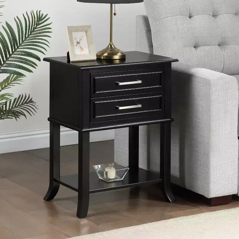 HomeStock Table d'appoint rectangulaire en bois, 1 pièce, couleur noire, 28,75 po de hauteur