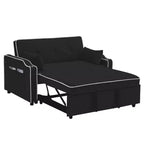 GustoWave Sleeper Sofa Couch Bed with port, Modern 3-in-1 Convertible Velvet Pull Out Loveseat Futon Sofa, with Adjustable Backrest, Black
