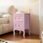 Tables de chevet Karl Home 2 tiroirs en MDF (panneau de fibres à densité moyenne) roses de 40 cm de largeur