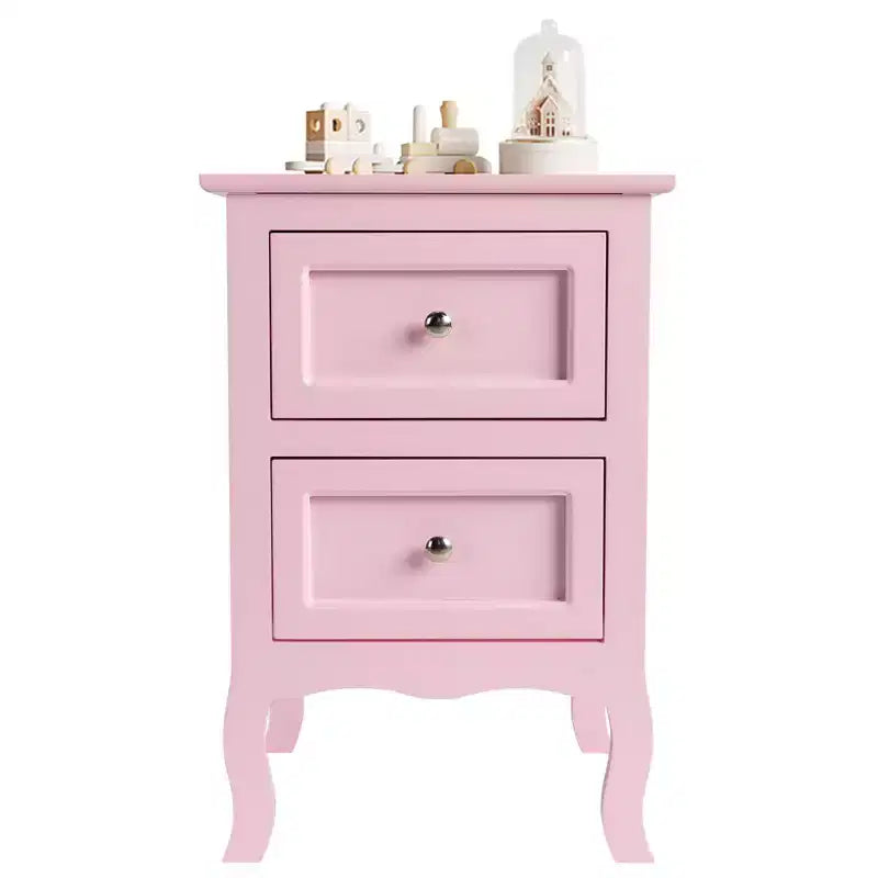 Tables de chevet Karl Home 2 tiroirs en MDF (panneau de fibres à densité moyenne) roses de 40 cm de largeur