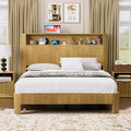 ModernLuxe Queen/Full XL Size Bed Frame with Storage Headboard, Built-in Charging Station, Wavy Design, Quiet Support