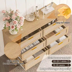 Commode 6 tiroirs en rotin pour chambre à coucher, commode de rangement bohème moderne en bois avec grand espace de rangement, commode 6 tiroirs pour dressing et salon, naturelle