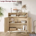 COZONY Bahut en rotin avec 2 portes, buffet de rangement moderne pour salle à manger, entrée et bar à café, naturel
