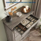 Commode à 7 tiroirs, commode de rangement moderne en bois, meuble TV commode, organisateur de tiroirs en bois avec poignées rustiques pour chambre à coucher, salon, couloir