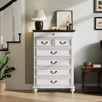 Commode à 7 tiroirs, commode de rangement moderne en bois, meuble TV commode, organisateur de tiroirs en bois avec poignées rustiques pour chambre à coucher, salon, couloir