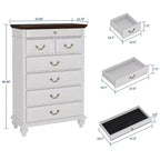 Commode à 7 tiroirs, commode de rangement moderne en bois, meuble TV commode, organisateur de tiroirs en bois avec poignées rustiques pour chambre à coucher, salon, couloir