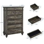 Commode à 7 tiroirs, commode de rangement moderne en bois, meuble TV commode, organisateur de tiroirs en bois avec poignées rustiques pour chambre à coucher, salon, couloir