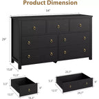 Commode à 7 tiroirs, commode de rangement en bois moderne, meuble TV, organisateur de tiroirs en bois avec poignées pour chambre, salon, couloir, blanc