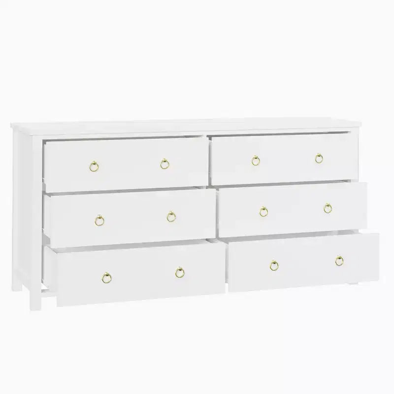 Commode à 7 tiroirs, commode de rangement en bois moderne, meuble TV, organisateur de tiroirs en bois avec poignées pour chambre, salon, couloir, blanc